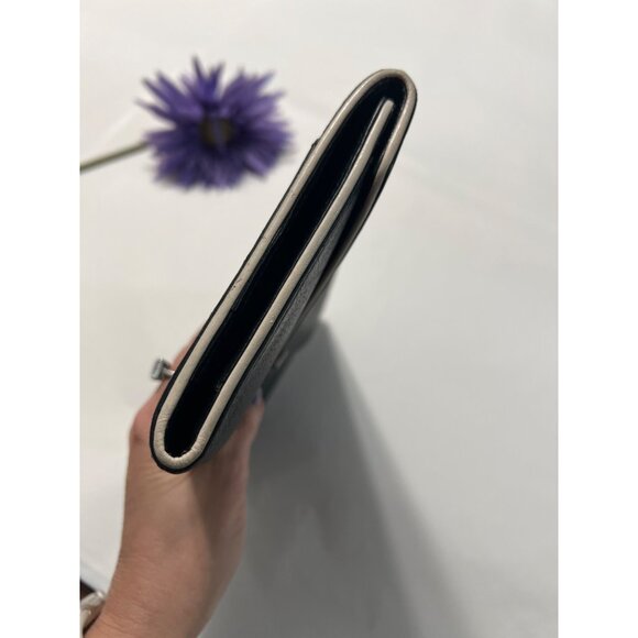 Liz Claiborne Black Leather Envelope Clutch Wallet - Picture 8 of 10